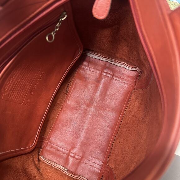 Vintage 90s Coach Red/Orange 4133 Waverly Leather Tote Bag w/ Original Hang Tag - Picture 12 of 14